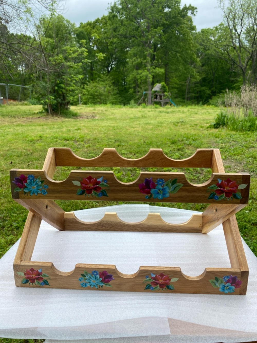 The Pioneer Woman Acacia Wood Spring Bouquet Wine Rack 6 Bottles